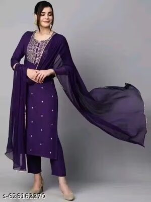 PURPLE RAYON KURTA SETS